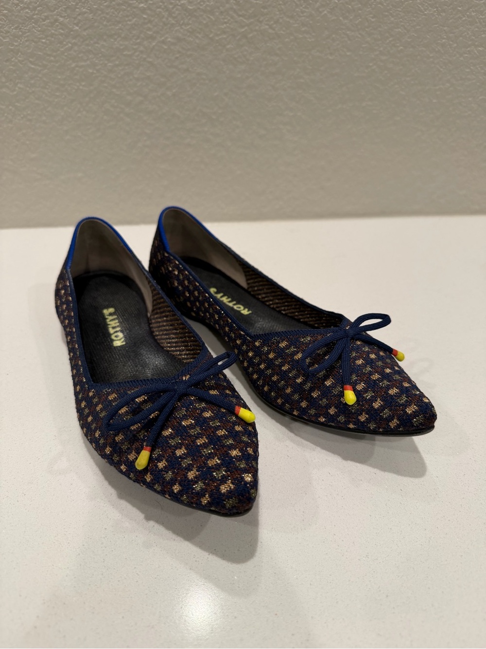 Rothy's the point in navy metallic tweed